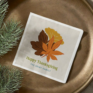 Serviette En Papier Feuilles d'automne Joyeux Thanksgiving