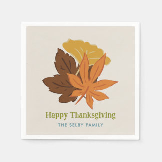 Serviette En Papier Feuilles d'automne Joyeux Thanksgiving