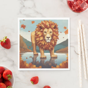 Serviette En Papier Feuilles d'automne Lion mâle