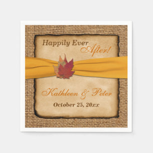 Serviette En Papier Feuilles d'automne, Mariage de burlap FAUX Napkins