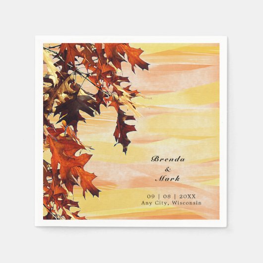Serviette En Papier Feuilles d'automne Mariage orangé jaune (Devant)