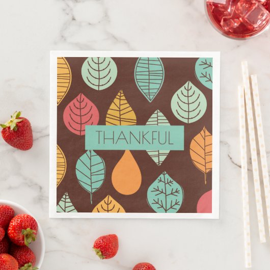 Serviette En Papier Feuilles d'automne modernes (En situation)