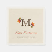 Serviette En Papier Feuilles d'automne Monogram Thanksgiving Diner Pap (Devant)