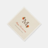 Serviette En Papier Feuilles d'automne Monogram Thanksgiving Diner Pap (Coin)