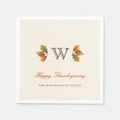 Serviette En Papier Feuilles d'automne Monogram Thanksgiving Party Pap (Devant)