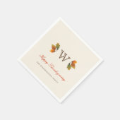 Serviette En Papier Feuilles d'automne Monogram Thanksgiving Party Pap (Coin)