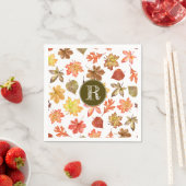 Serviette En Papier Feuilles d'automne monogramme famille motif (En situation)