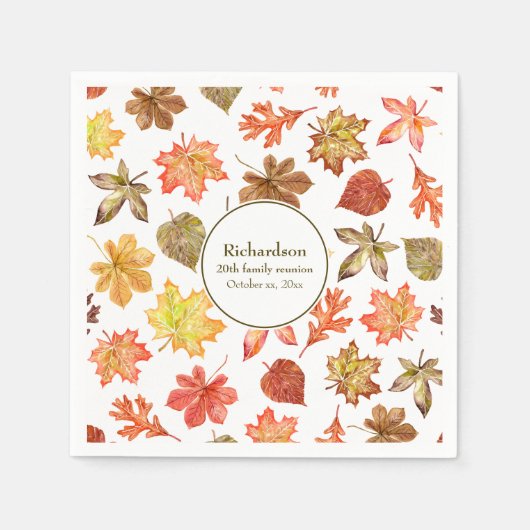 Serviette En Papier Feuilles d'automne motif automne réunion de famill (Devant)