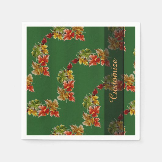 Serviette En Papier Feuilles d'automne Motif Green Napkins (Devant)