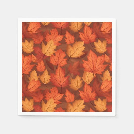 Serviette En Papier Feuilles d'automne orange (Devant)