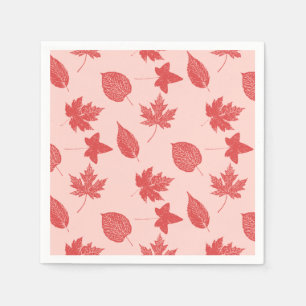Serviette En Papier Feuilles d'automne - orange corail et rose