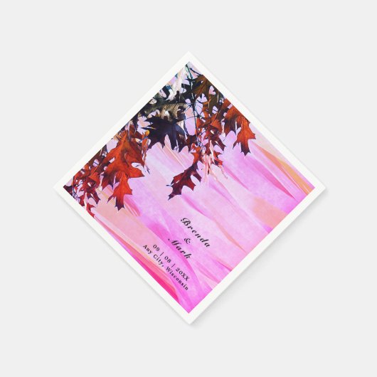 Serviette En Papier Feuilles d'automne Orange rose Mariage (Coin)