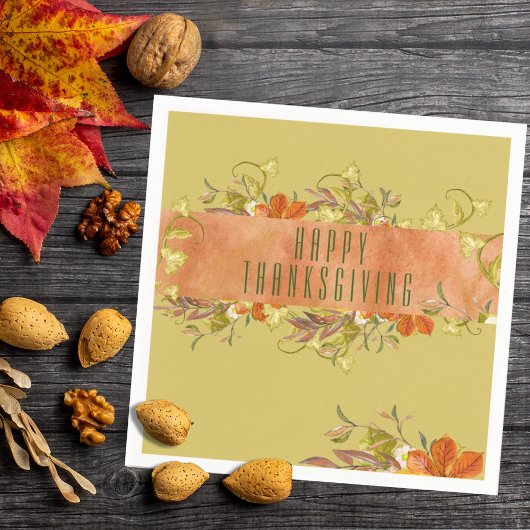 Serviette En Papier Feuilles d'automne rustiques de Bon thanksgiving p