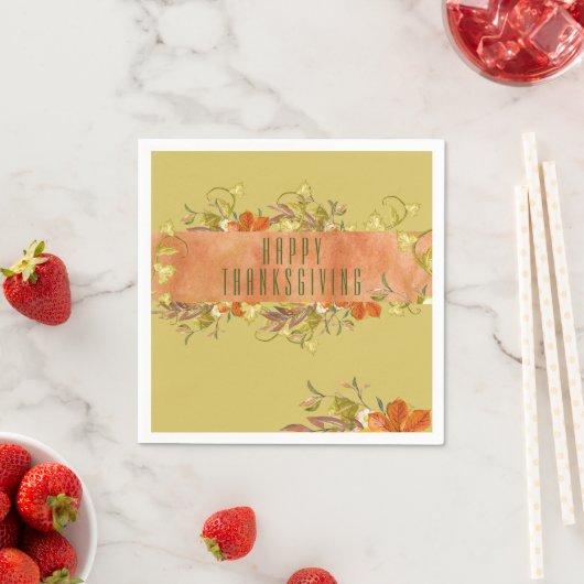 Serviette En Papier Feuilles d'automne rustiques de Bon thanksgiving p (En situation)