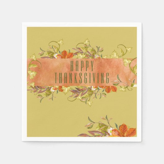 Serviette En Papier Feuilles d'automne rustiques de Bon thanksgiving p (Devant)
