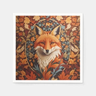 Serviette En Papier Feuilles d'automne saisonnière Renard rouge Visage