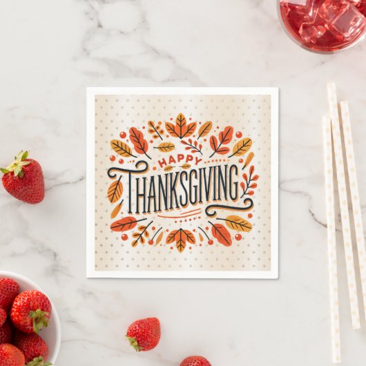 Serviette En Papier Feuilles de automne orange bon thanksgiving (En situation)