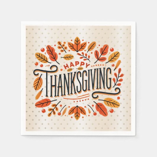 Serviette En Papier Feuilles de automne orange bon thanksgiving (Devant)