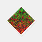 Serviette En Papier Feuilles de baies vitrées brille hiver rouge vert  (Coin)