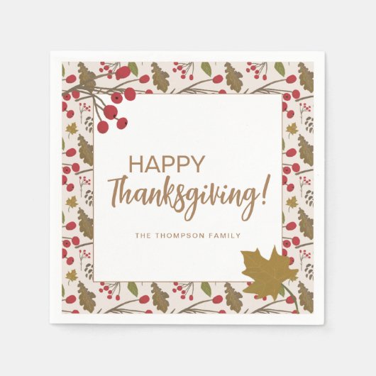 Serviette En Papier Feuilles de chute Rustique Bon thanksgiving person (Devant)