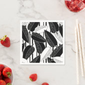 Serviette En Papier Feuilles de ficus noir moderne abstrait rayé p (En situation)