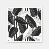 Serviette En Papier Feuilles de ficus noir moderne abstrait rayé p (Devant)