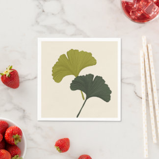 Serviette En Papier Feuilles de Ginkgo Couleurs de Fond Personnalisabl