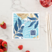 Serviette En Papier Feuilles de la Jungle Bleue (En situation)