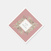Serviette En Papier Feuilles de verdure aquarelle Rose Poussiéreuse (Coin)