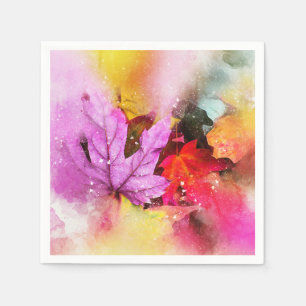 Serviette En Papier Feuilles d'érable d'automne aquarelle pastel autom