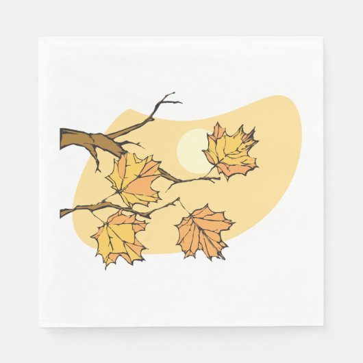 Serviette En Papier Feuilles d'érable d'automne avec Branches et couch (Devant)