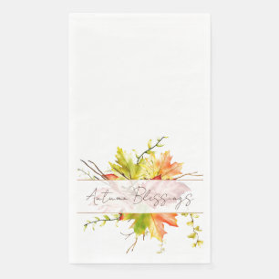 Serviette En Papier Feuilles d'érable d'automne avec texte personnalis