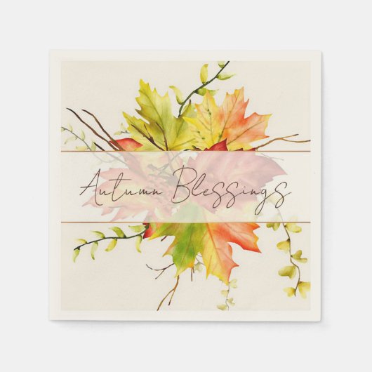 Serviette En Papier Feuilles d'érable d'automne avec texte personnalis (Devant)