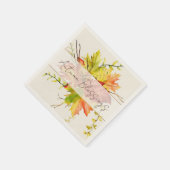 Serviette En Papier Feuilles d'érable d'automne avec texte personnalis (Coin)