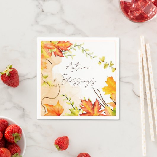 Serviette En Papier Feuilles d'érable d'automne avec texte personnalis (En situation)