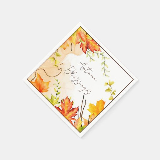 Serviette En Papier Feuilles d'érable d'automne avec texte personnalis (Coin)