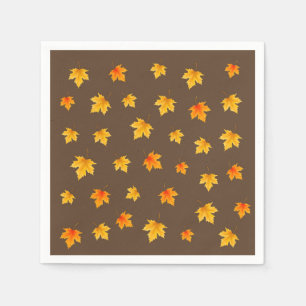 Serviette En Papier Feuilles d'érable sur fond marron