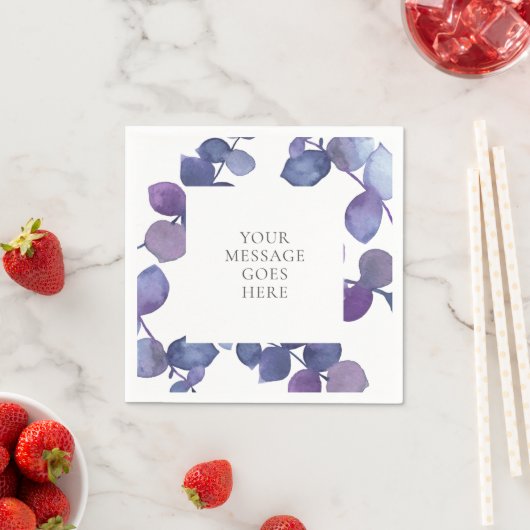 Serviette En Papier Feuilles d'Eucalyptus bleu violet (En situation)