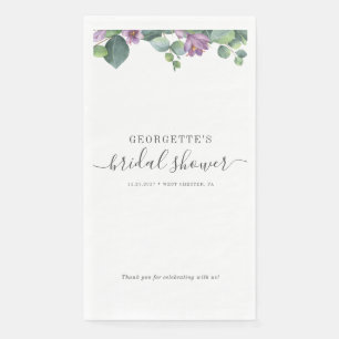 Serviette En Papier Feuilles d'eucalyptus écriture violet Baby Shower