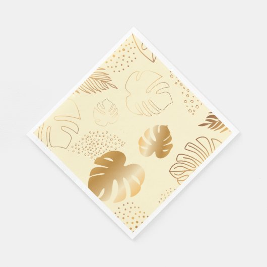 Serviette En Papier Feuilles d'or jaune (Coin)