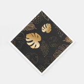 Serviette En Papier Feuilles d'or noir (Coin)
