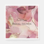 Serviette En Papier Feuilles dorées Bourgogne Blush Rose  (Devant)