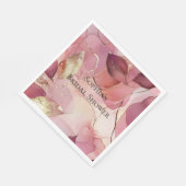 Serviette En Papier Feuilles dorées Bourgogne Blush Rose  (Coin)