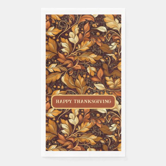 Serviette En Papier Feuilles dorées personnalisables (Devant)