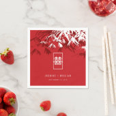 Serviette En Papier Feuilles en bambou blanc double Xi Mariage chinois (En situation)