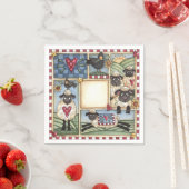 Serviette En Papier Feuilles et corbeaux Folkart (En situation)