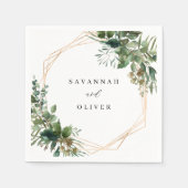 Serviette En Papier Feuilles et Eucalyptus Gold Nom 2 (Devant)