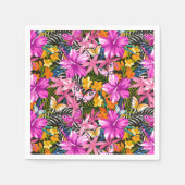 Serviette En Papier Feuilles et fleurs tropicaux (Devant)