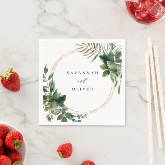 Serviette En Papier Feuilles & Eucalyptus Gold Nom serviettes (En situation)