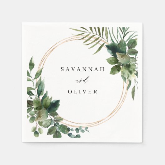 Serviette En Papier Feuilles & Eucalyptus Gold Nom serviettes (Devant)